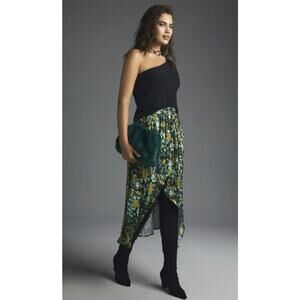 Anthropologie Maeve Layered Midi Skirt in Blue Motif